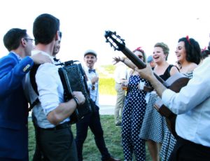 french accordionist during a wedding celebration