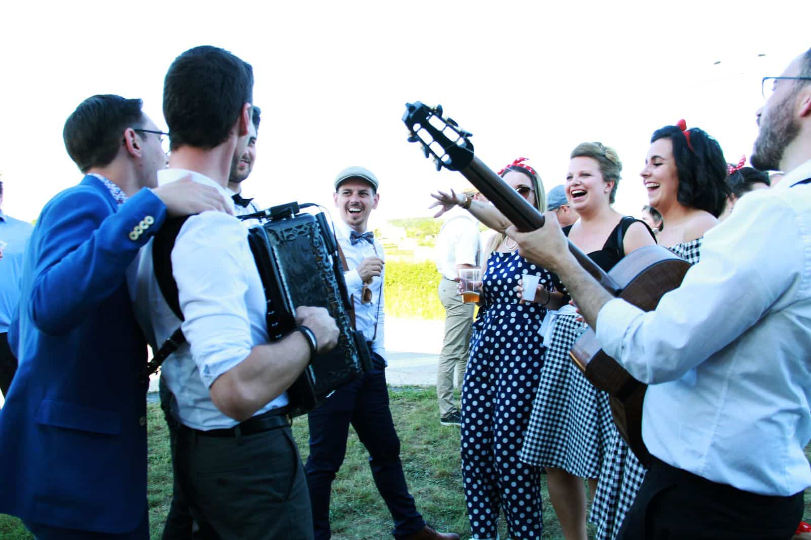 french accordionist during a wedding celebration