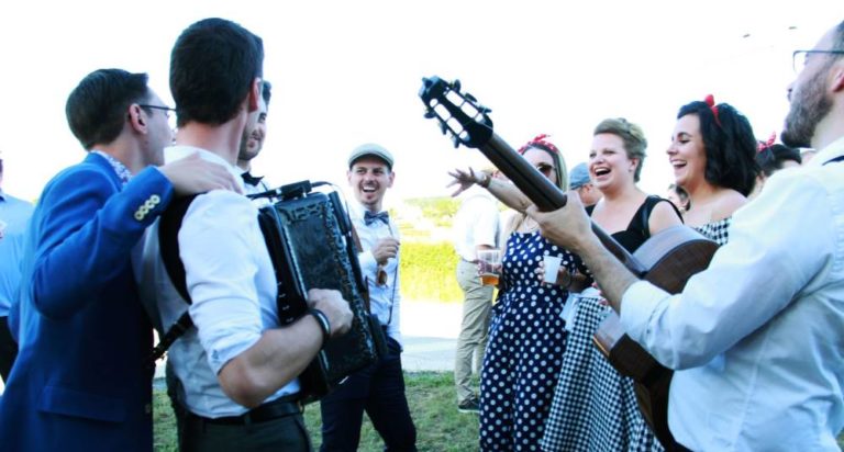 a french accordionist during a wedding celebration in France